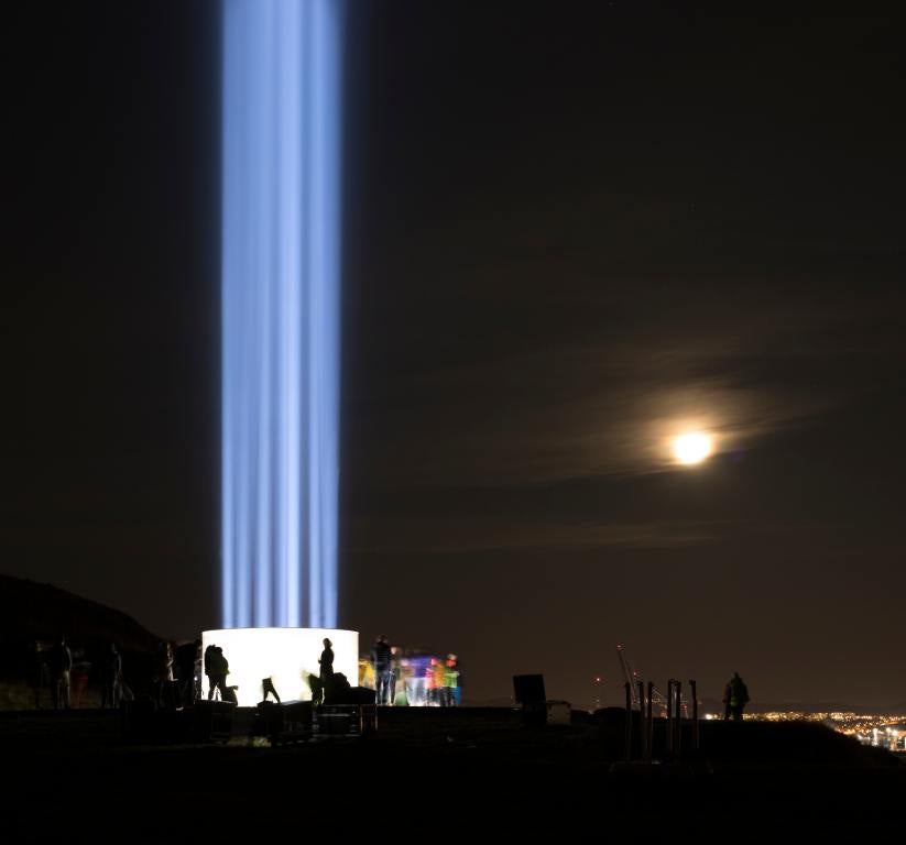 Imagine Peace Tower in Reykjavík, Iceland